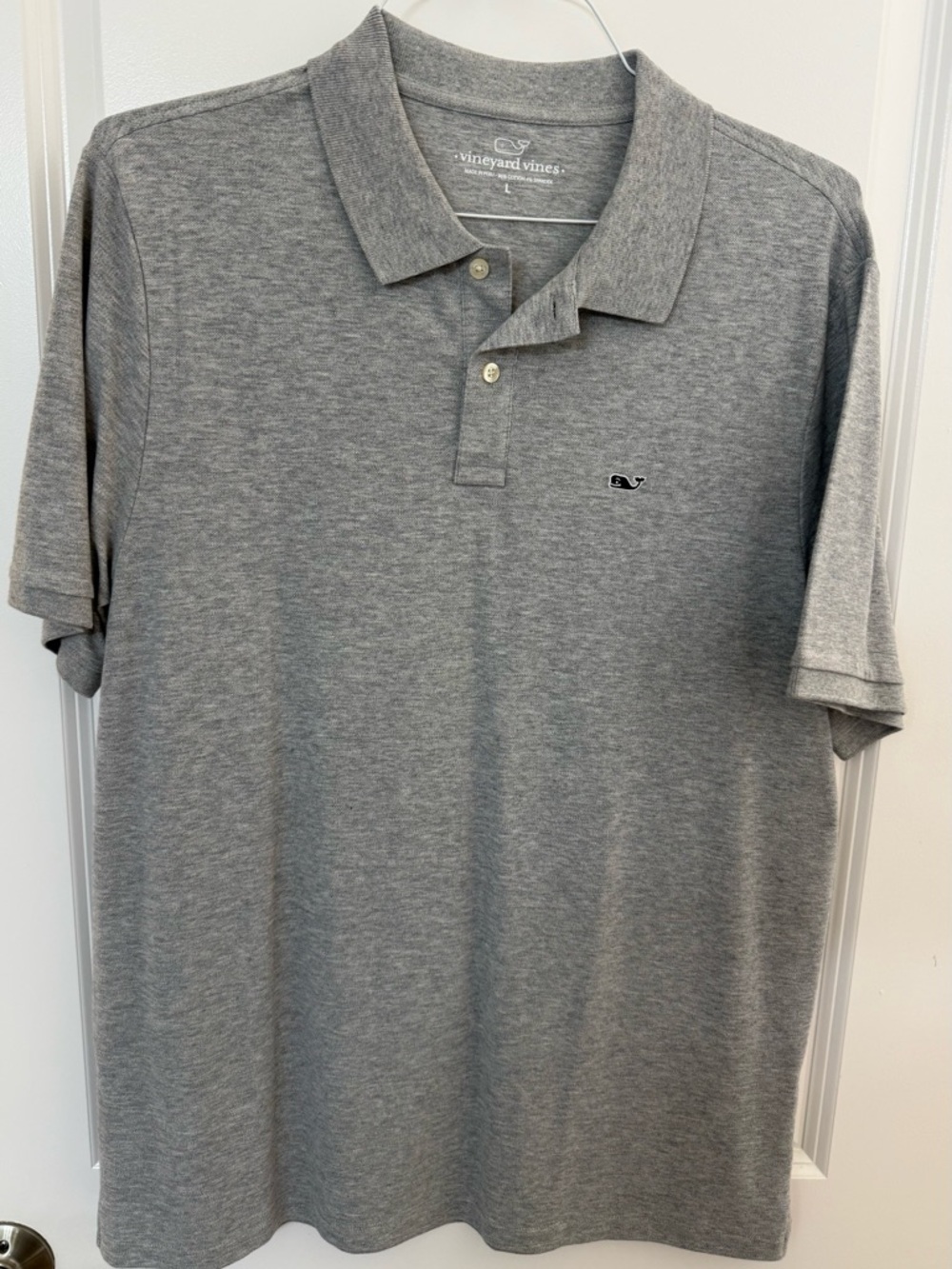 Vineyard Vines Men's Heather Gray Polo with Whale Logo